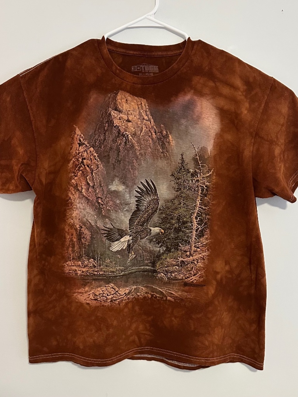 The Mountain 3D Tees Bald Eagle Print T-Shirt XL Brown Orange Y2K Short Sleeve